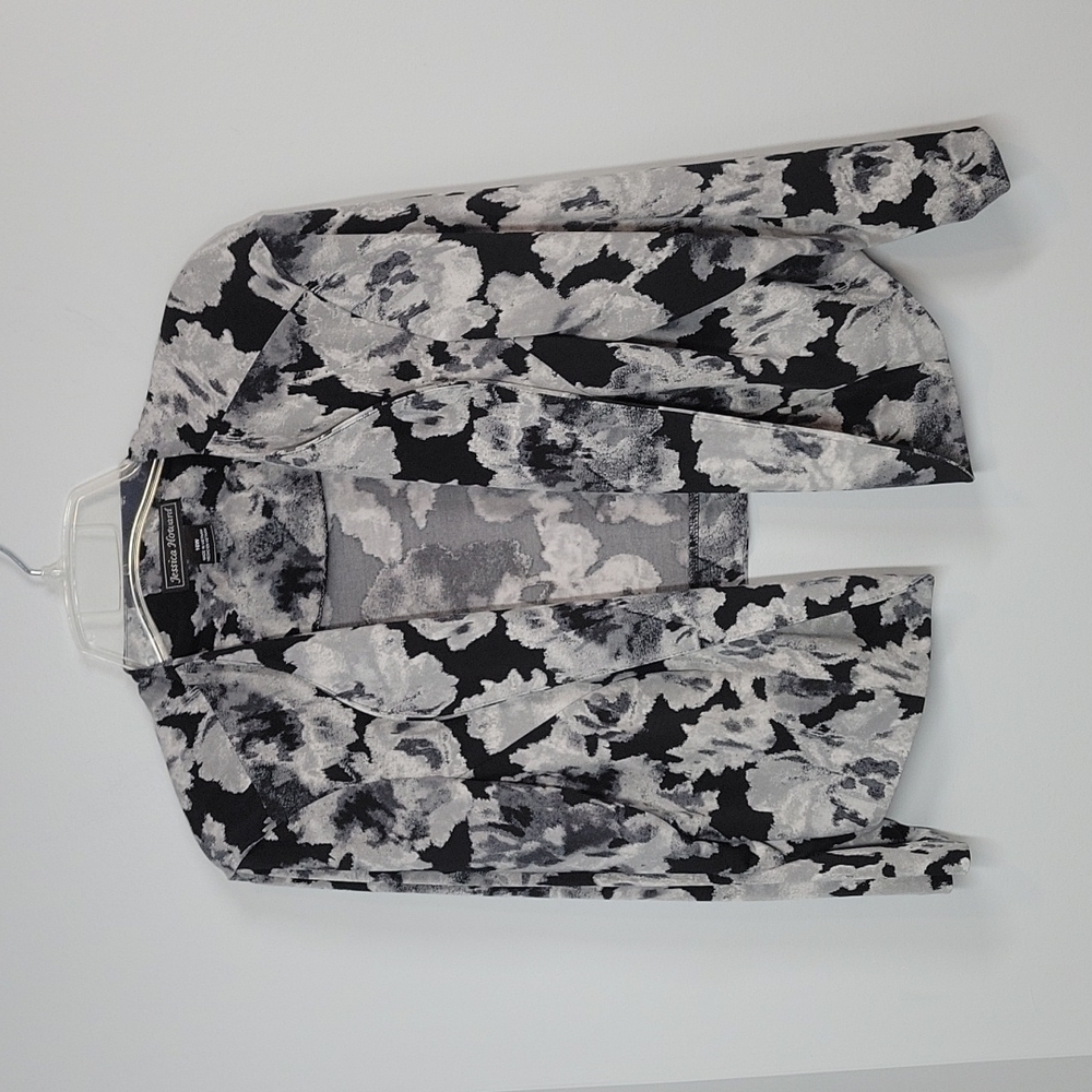 Jessica Howard Gray & Black Shrug blazer cardigan bolero crop